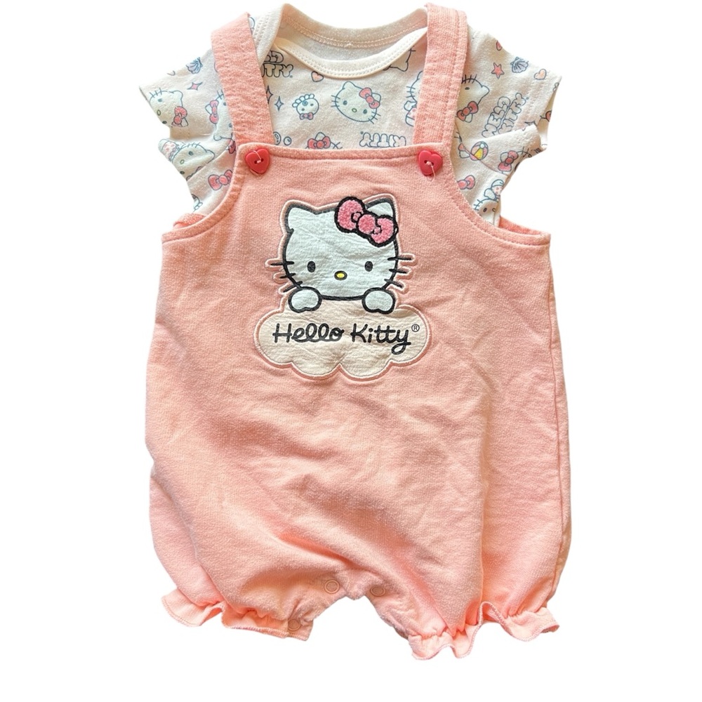 Sanrio Hello Kitty Baby Pink Two Piece Romper and Bodysuit Set Size 9 Months